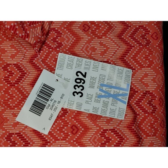 LulaRoe XL 3392 GiGi Peach Heart Squiggly Line Short Sleeve Poly/Spandex Shirt - Picture 9 of 12